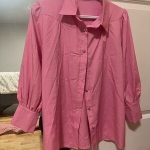 Pink Button-Up Blouse